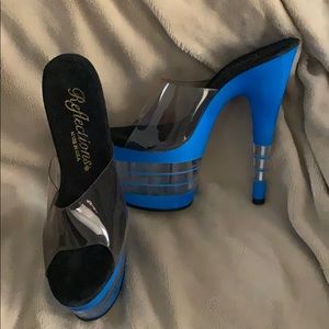 Dancer stripper clear stilettos heels platform 5